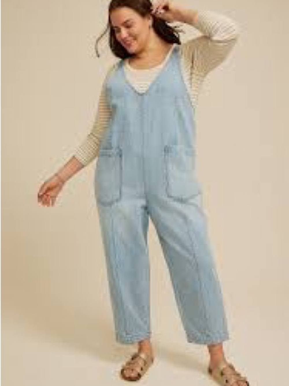 Maurices Plus Size Scoop Neck Denim Overalls